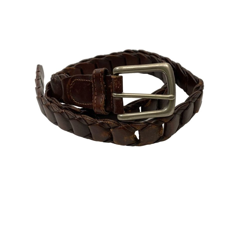 Vintage Structure Genuine Leather Chain Belt sz 38 Brown Rustic Western Classic